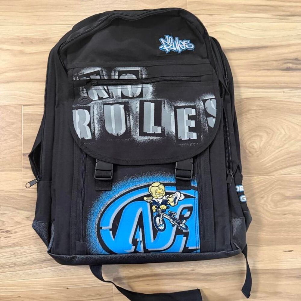 Vintage 90s rare No Rules Crew Skate Backpack Mac Daddy Y2K Grunge BMX School